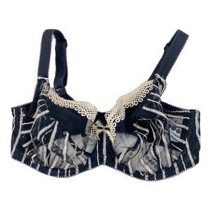 Freya Bra AA2221BK Unlined Sheer Lace & Embroidery Underwire 34G